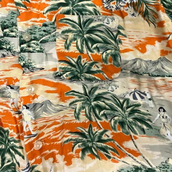 American Eagle Outfitters Size Med Hawaiian Shirt Collared Button Up Multi Color - Picture 5 of 7
